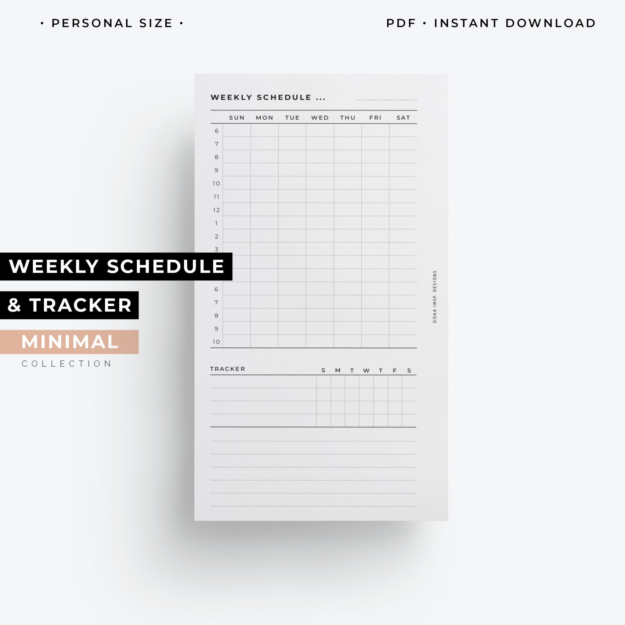 Weekly Schedule +Tracker – Minimal – Doaa inspiring Designs