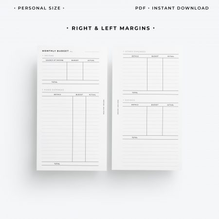 Printed Personal Size/a6 Daily Minimal Planner Inserts Meal 