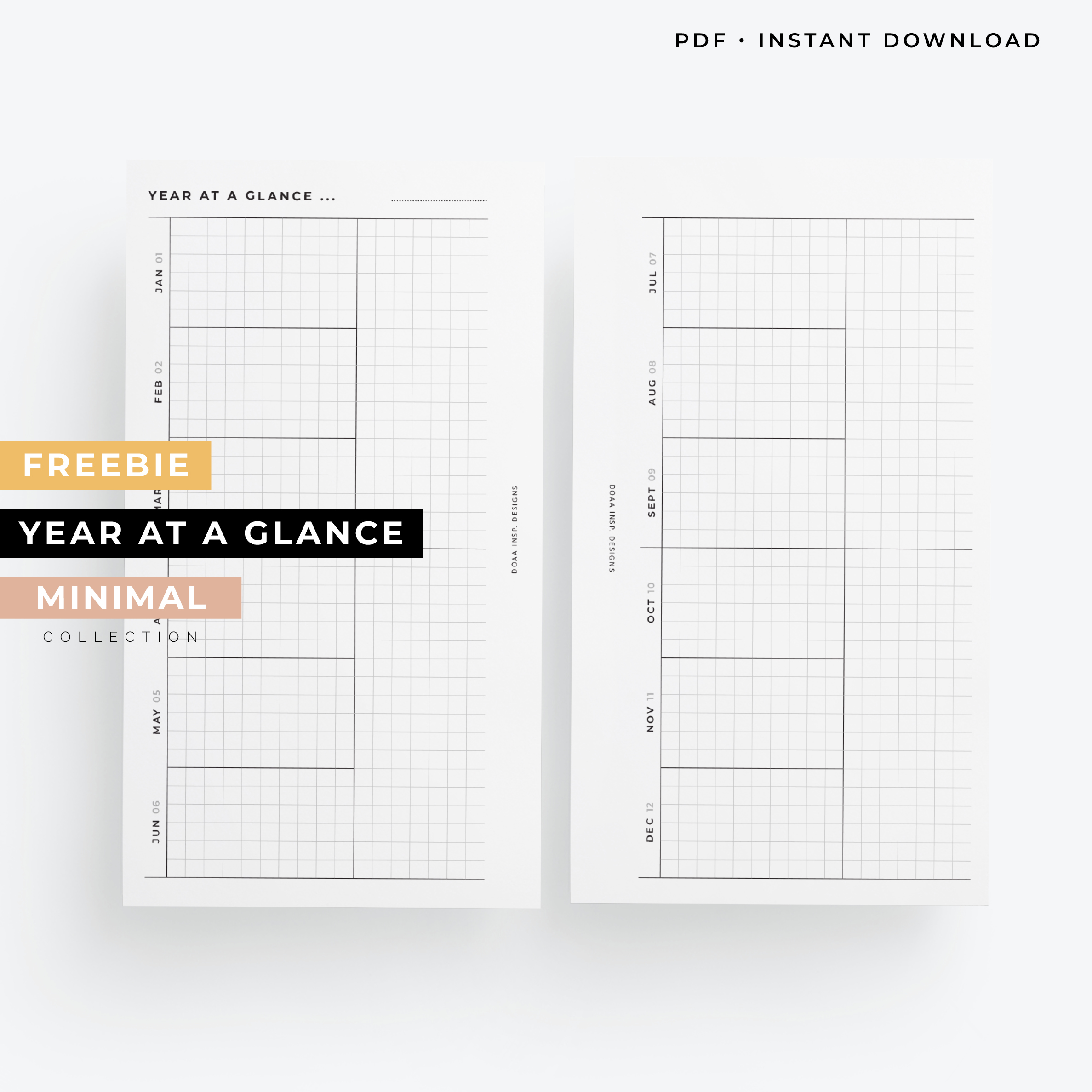 Freebie - Year at a glance - Minimal Collection