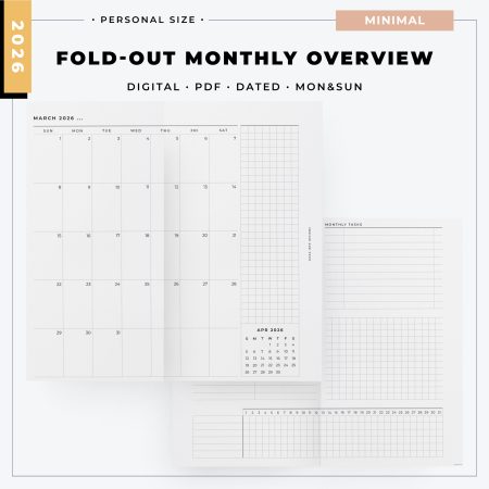 2026 Foldout Monthly Overview - Minimal Collection