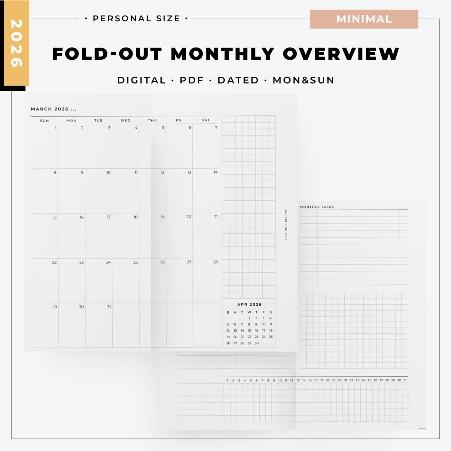 2026 Foldout Monthly Overview - Minimal Collection