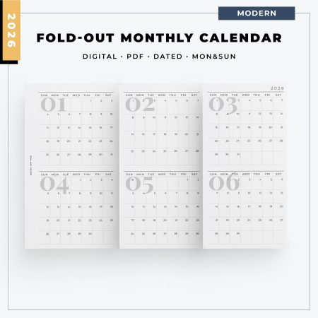 2026 Foldout Monthly Calendar - Modern Collection