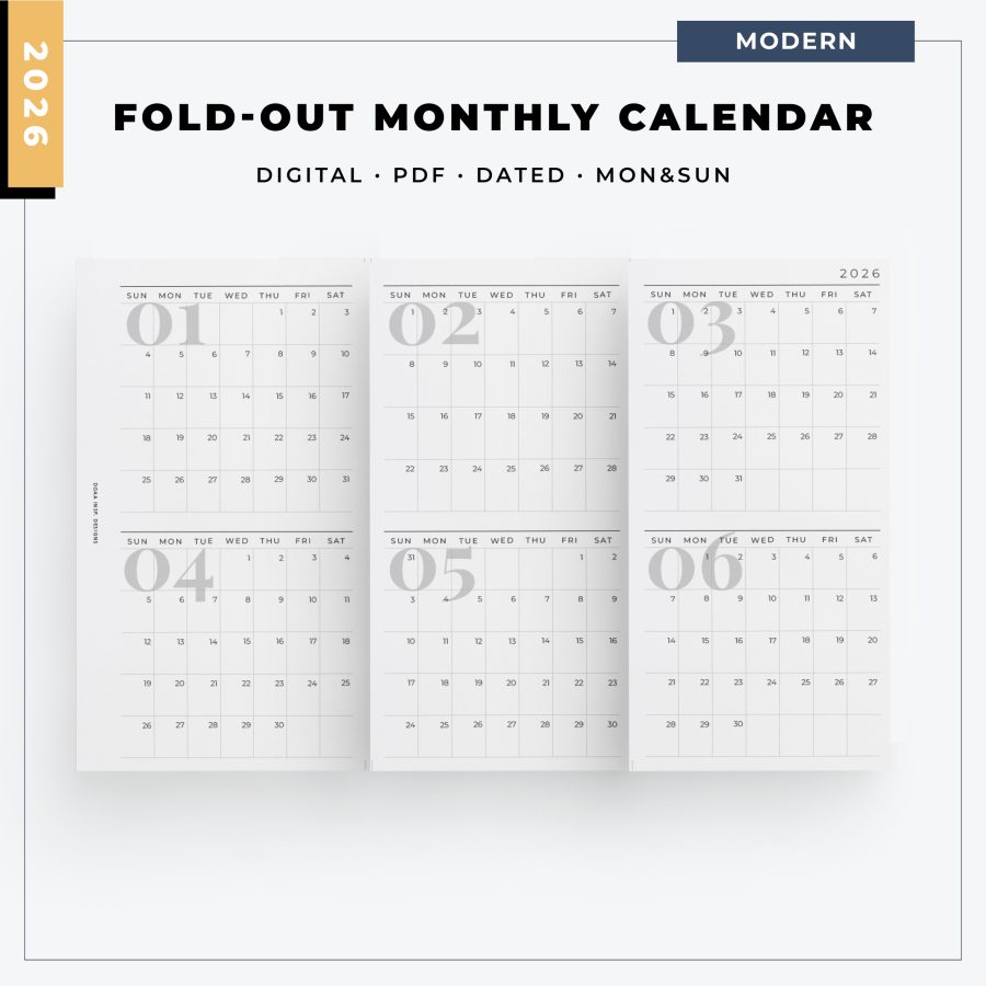 2026 Foldout Monthly Calendar - Modern Collection