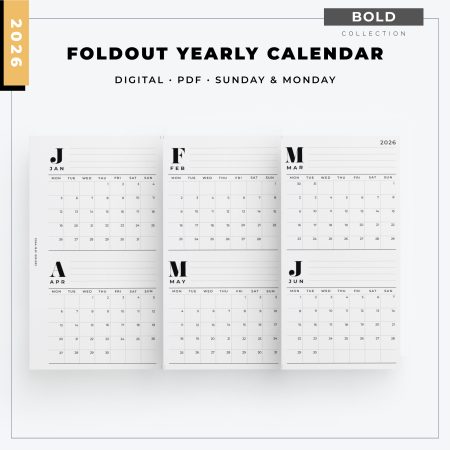 2026 Foldout Yearly Calendar - Bold collection
