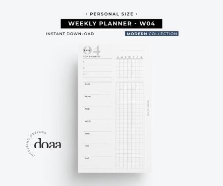 Undated Weekly planner - W04 - Modern collection