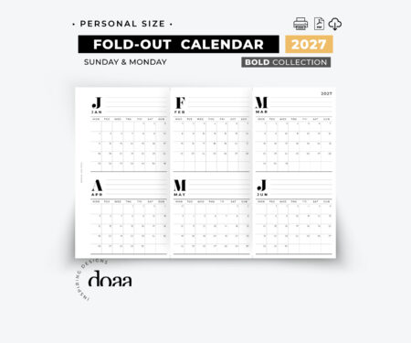 2027 Foldout Yearly Calendar - Bold collection