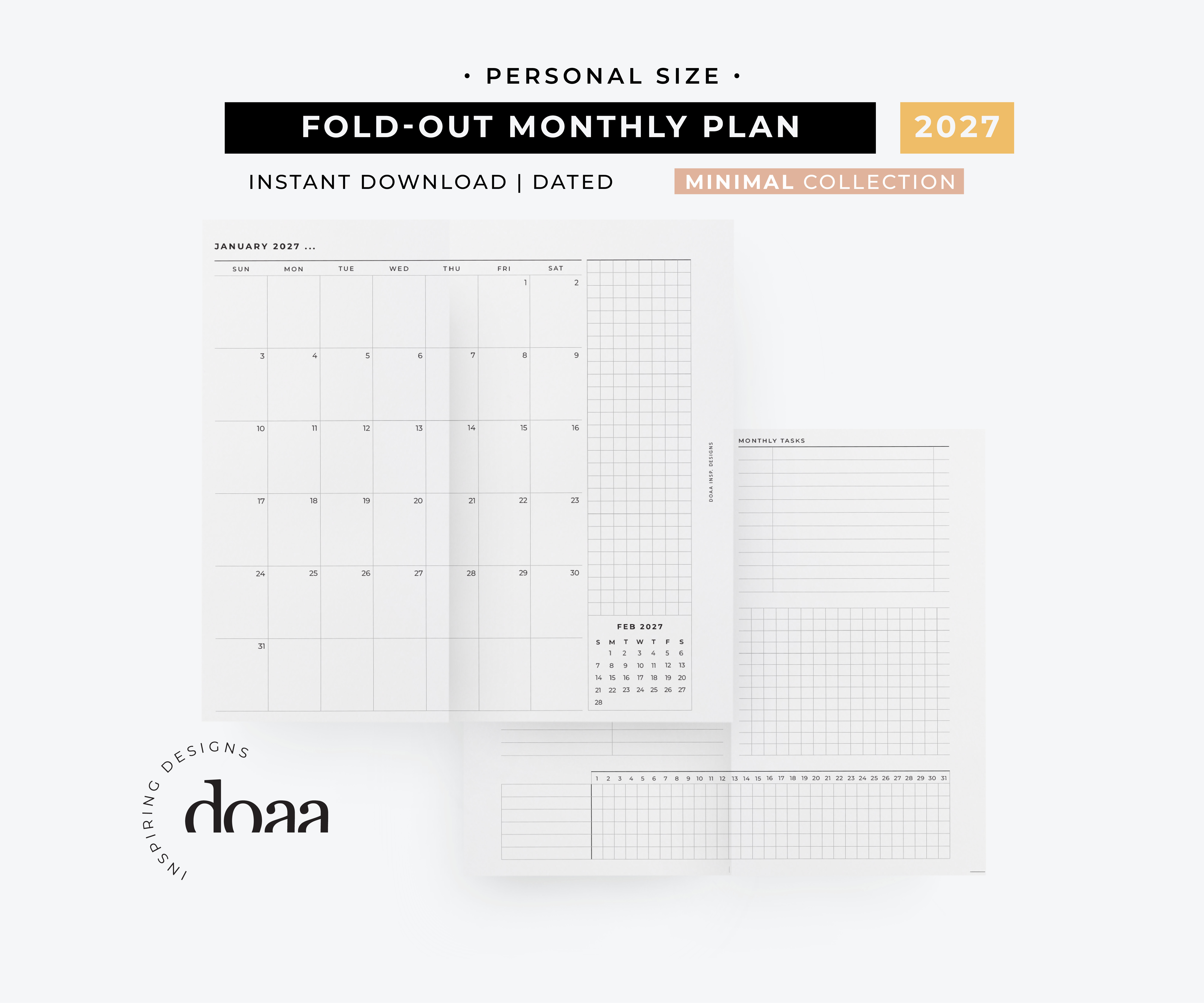 2027 Foldout Monthly Overview - Minimal Collection